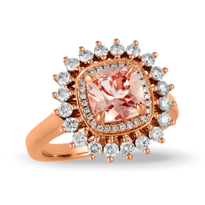 18K Rose Gold Diamond With Morganite Ring