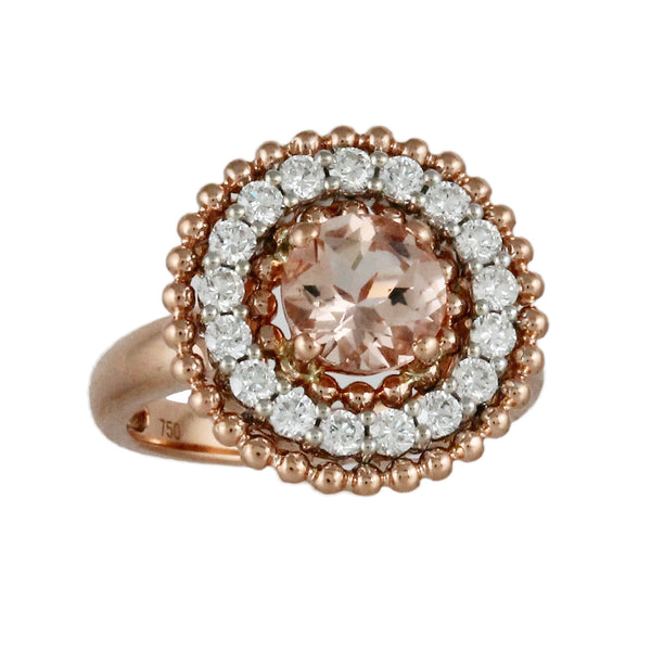 18K Rose Gold Diamond With Morganite Ring