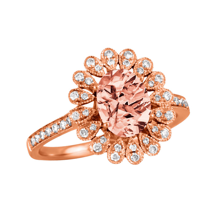 18K Rose Gold Diamond With Morganite Ring
