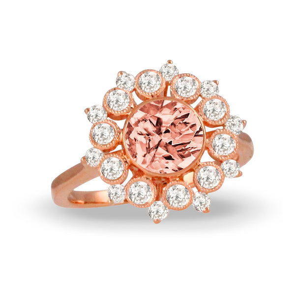 18K Rose Gold Diamond With Morganite Ring