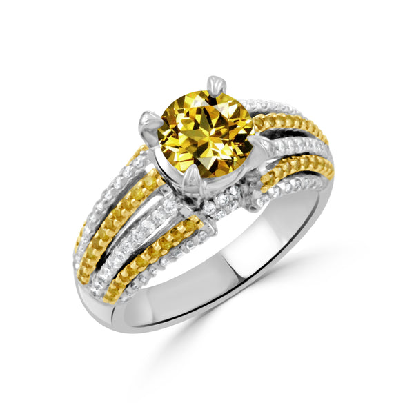 18K Gold Diamond and Yellow Beryl Ring
