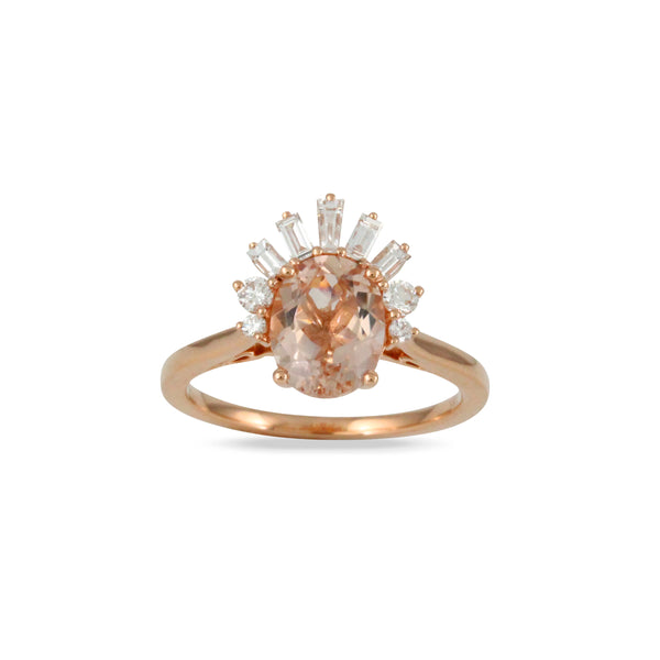18K Rose Gold Diamond With Morganite Ring