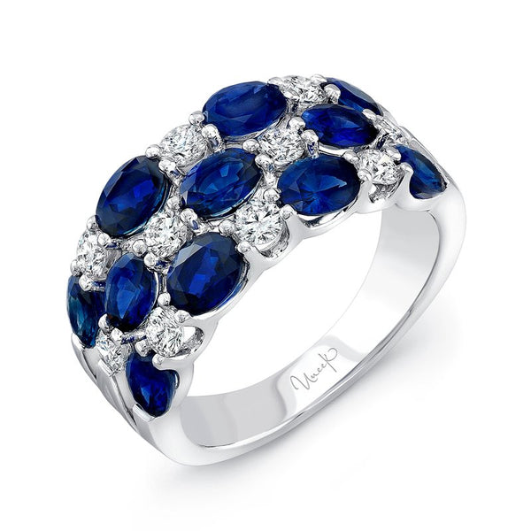 Blue Sapphire and 0.62ctw Diamond Fashion Ring