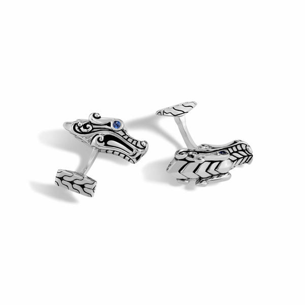 Naga Cufflinks Sterling Silver with Blue Sapphires