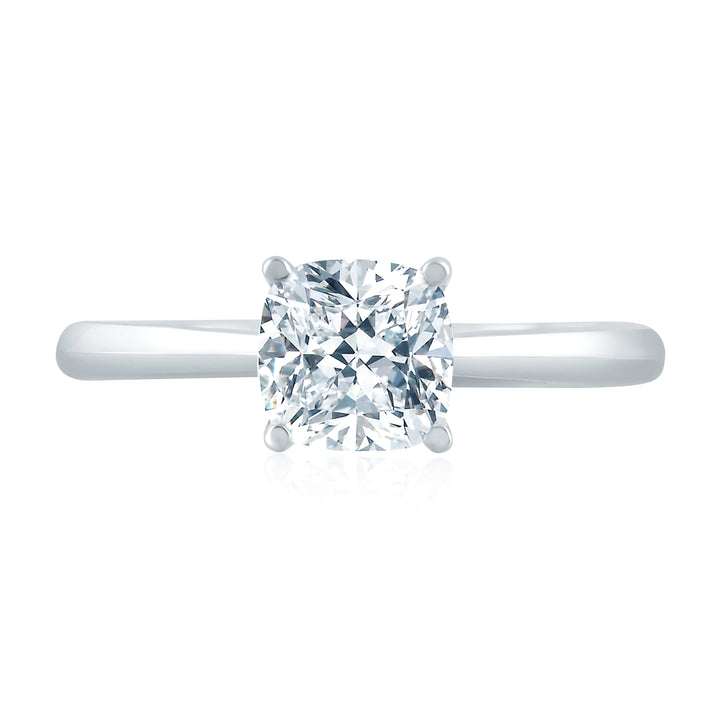 Peek-A-Boo Pave Profile Cushion Center Diamond Quilted Engagement Ring