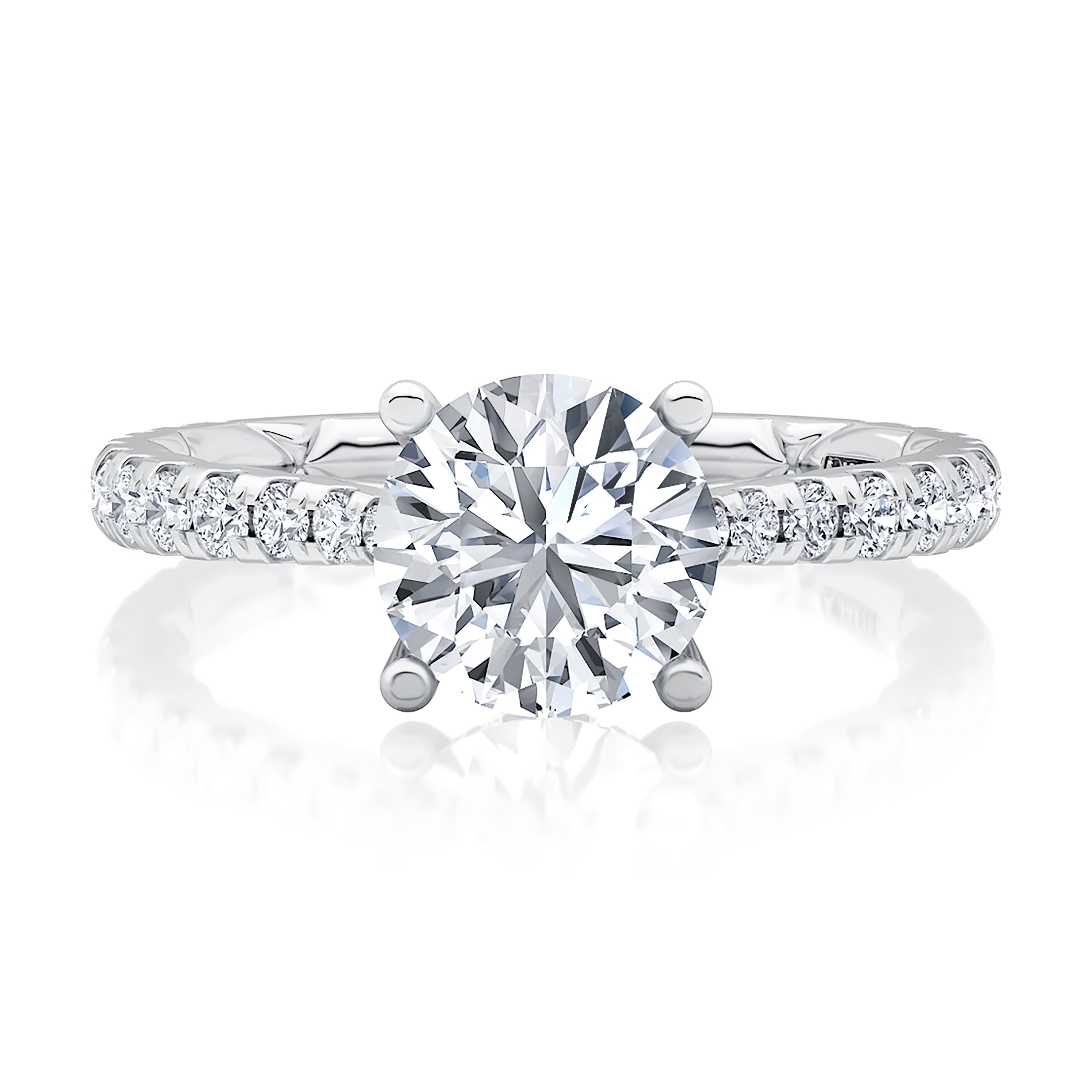 Scalloped Pavé Diamond Engagement Ring with Quilted Interior ...