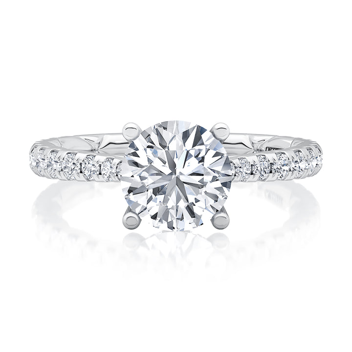 Scalloped Pavé Diamond Engagement Ring with Quilted Interior