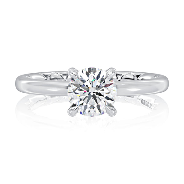 Classic Four Prongs Solitaire Round Center Diamond Engagement Ring