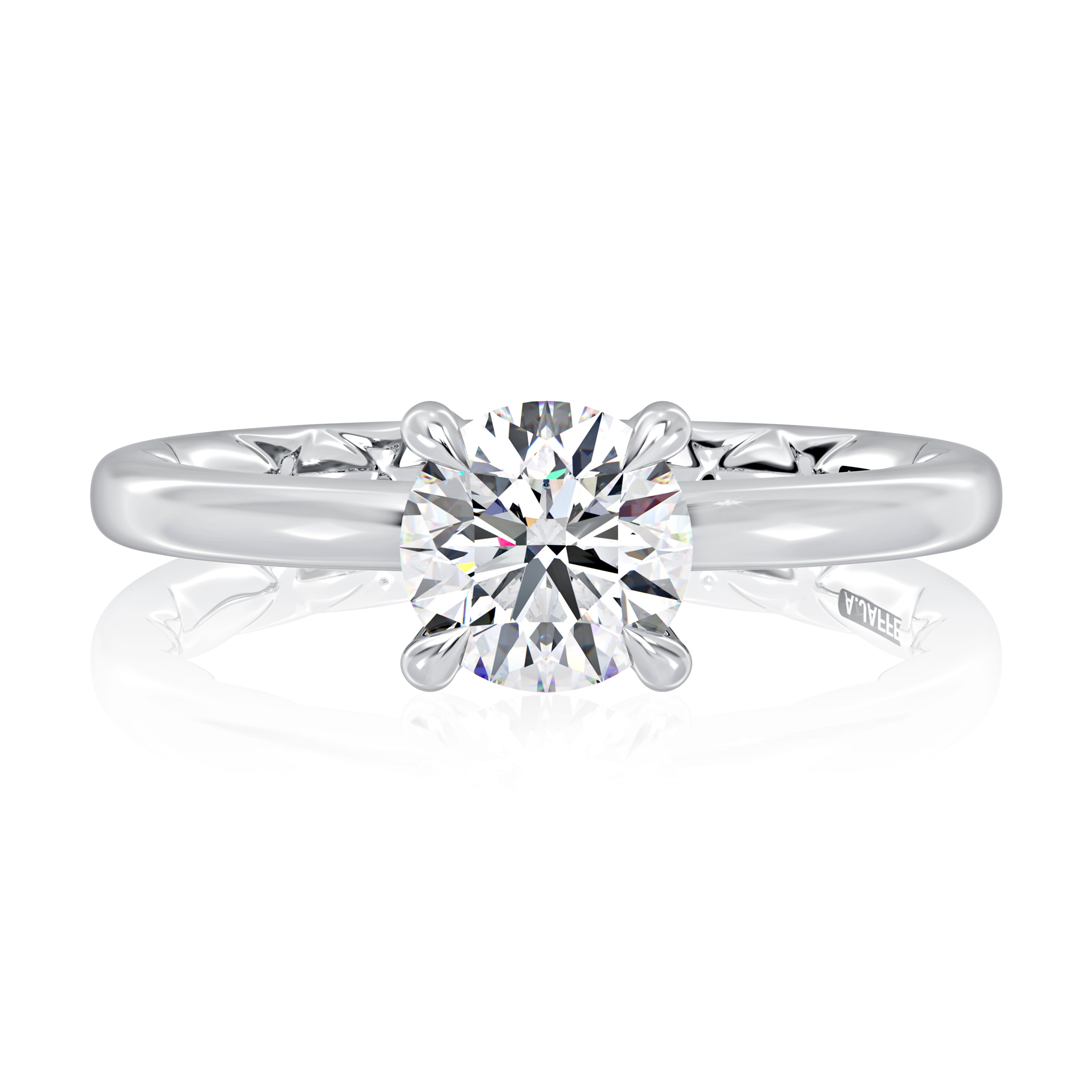 Classic Four Prongs Solitaire Round Center Diamond Engagement Ring