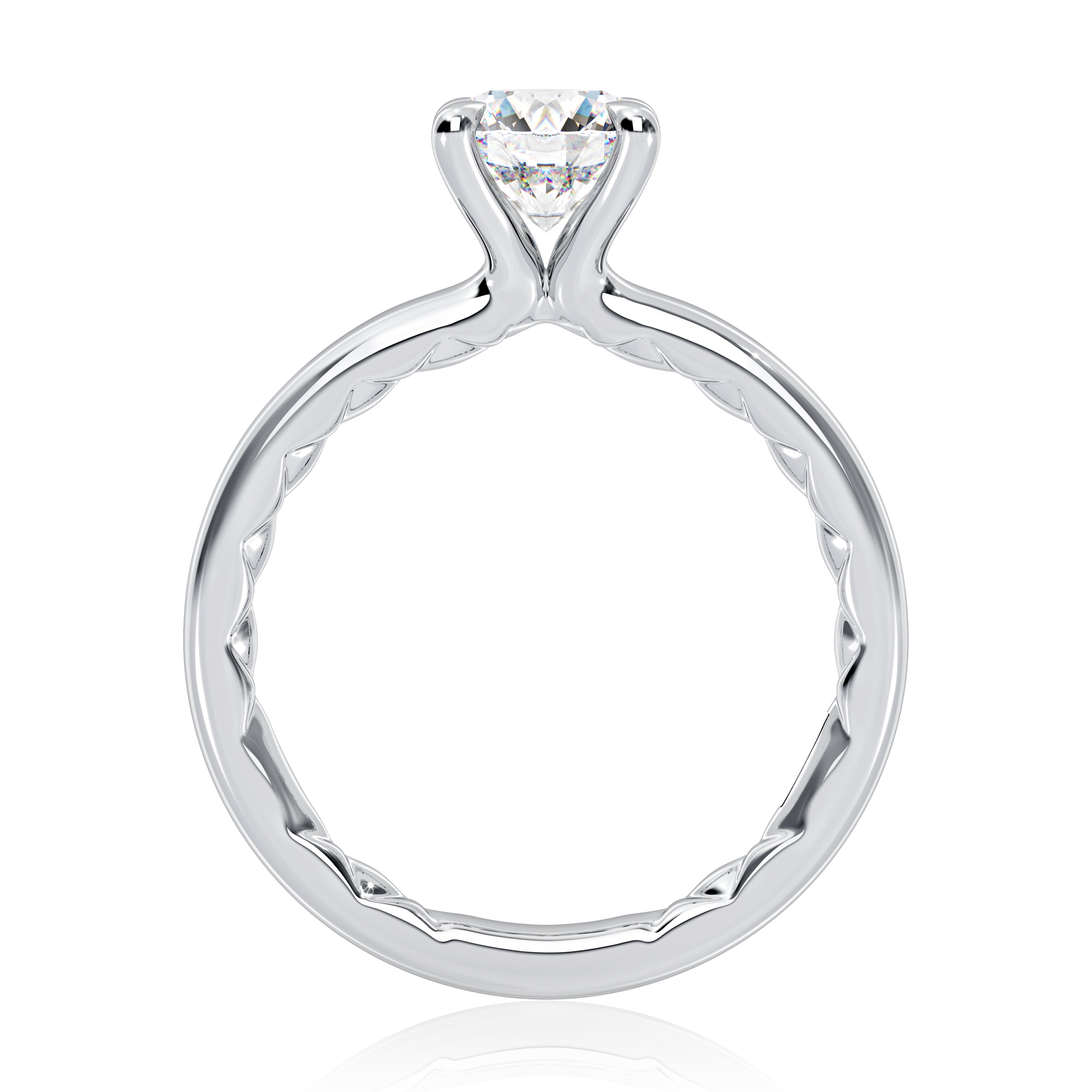 Classic Four Prongs Solitaire Round Center Diamond Engagement Ring