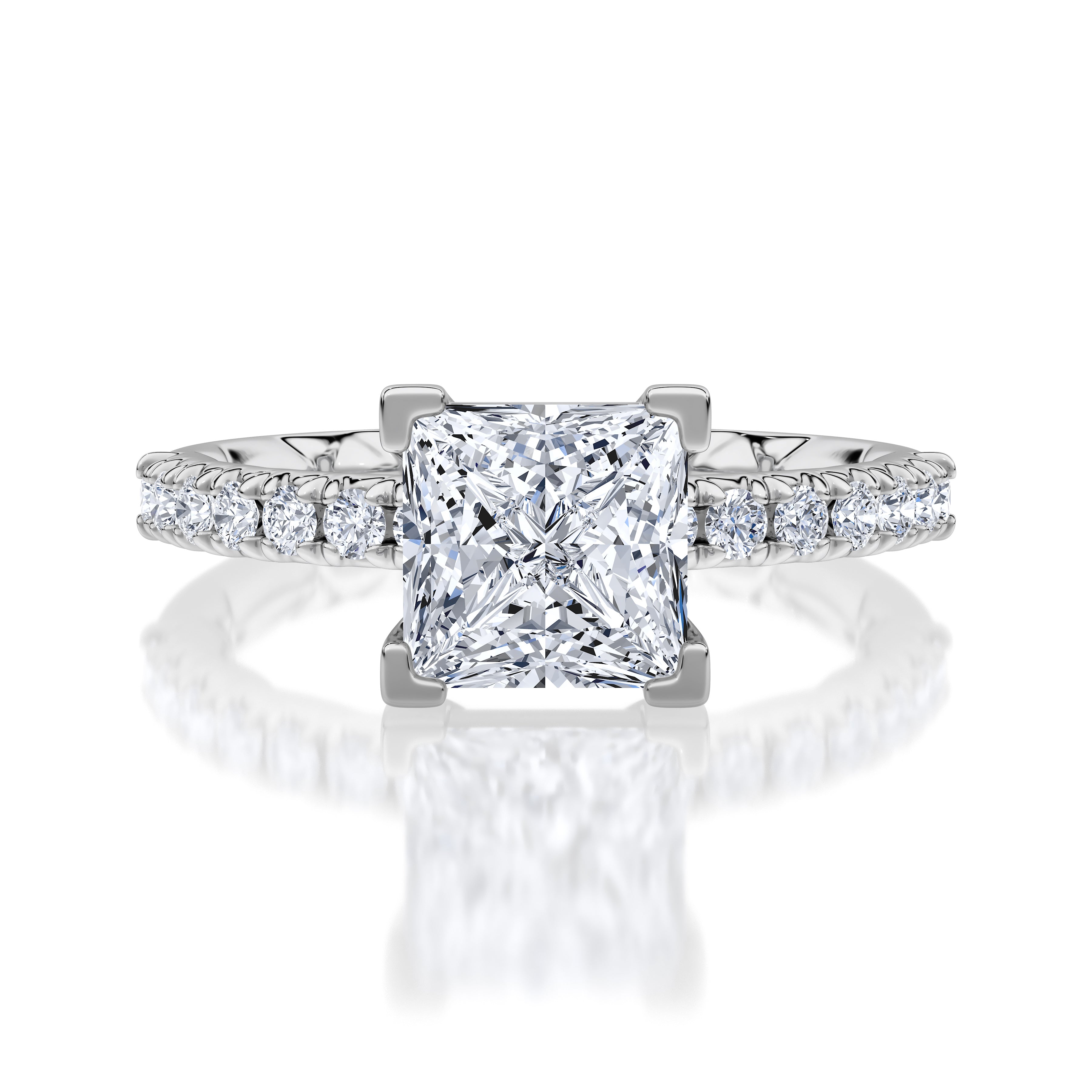 V-Tip Prong Princess Cut Diamond Engagement Ring