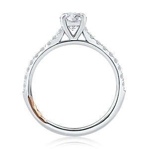 Round Cut Diamond Engagement Ring with True Pavé Diamond Band