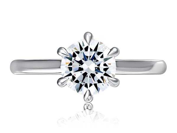 Six Prong Round Center Solitaire Diamond Engagement Ring