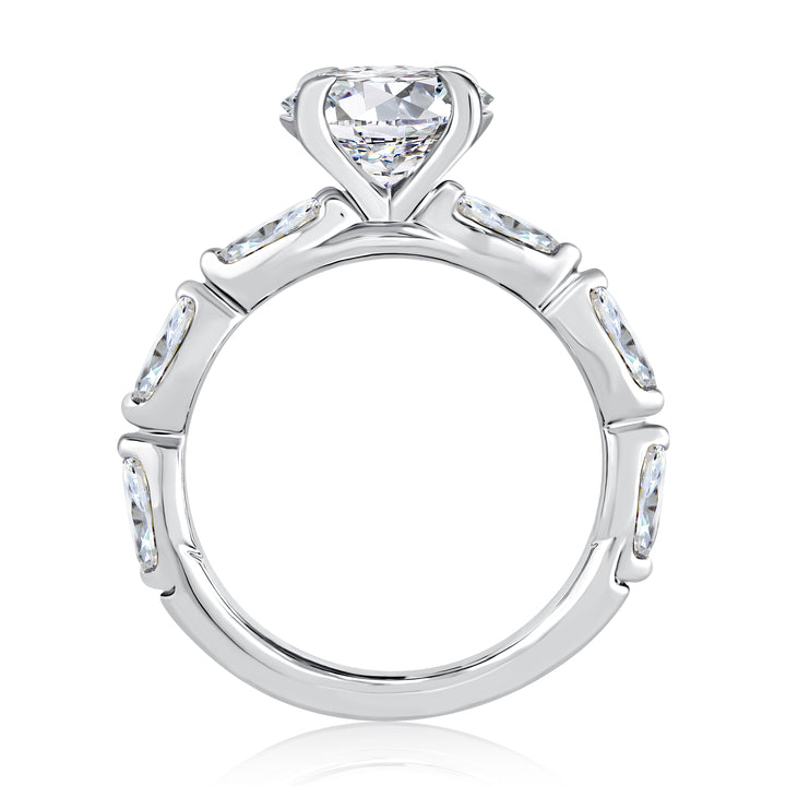 Four Prong Round Center Diamond Engagement Ring