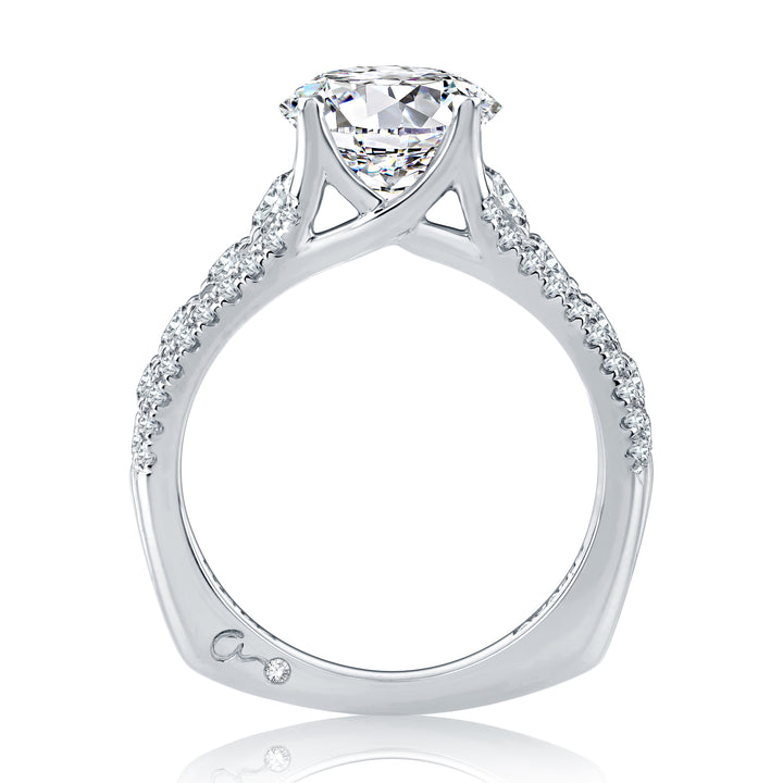 Modern Three Row Diamond Pavé Engagement Ring