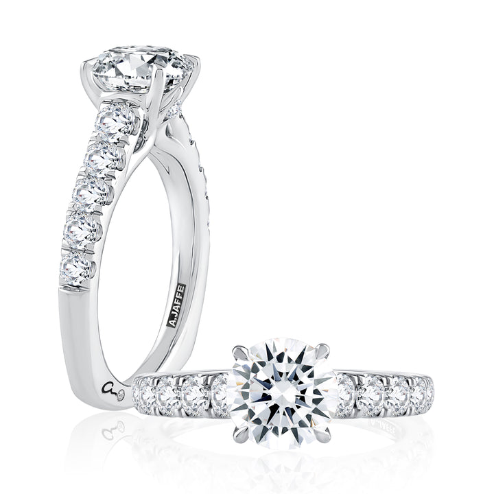 Modern Diamond Pavé Round Cut Diamond Engagement Ring