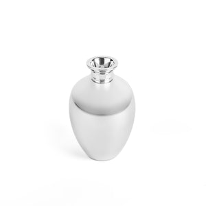 Front view of Posey Vase (large) showcasing polished silver finish and flared rim on white background