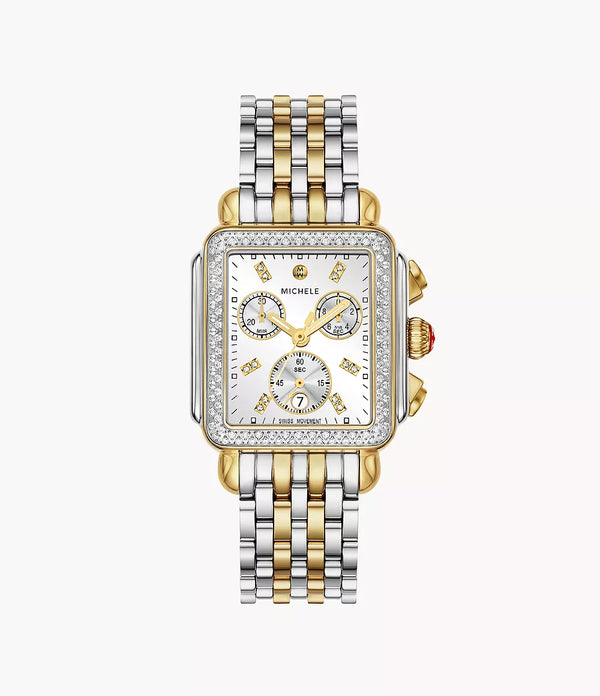 Deco High Shine Two-Tone 18k Gold Diamond Watch