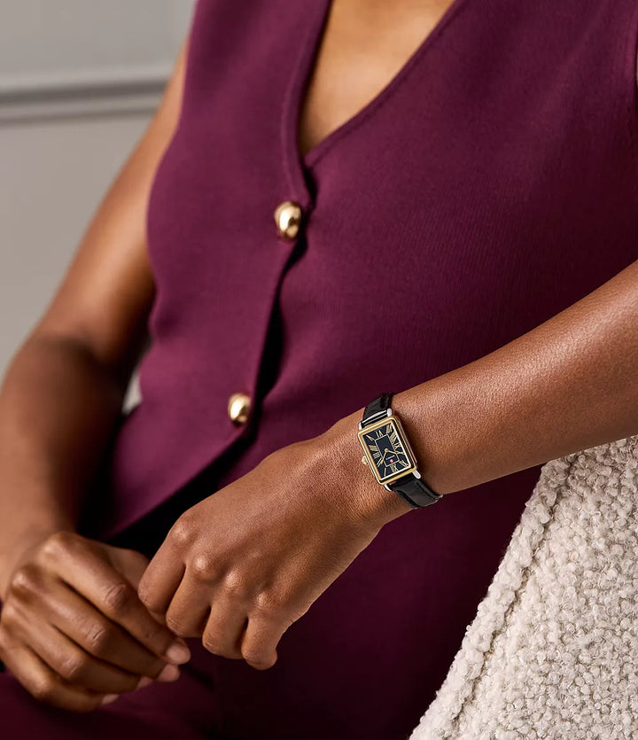 Deco Park Black Leather Watch