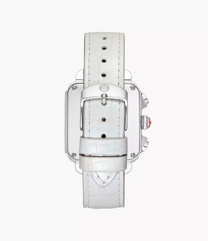 Deco Sport Chronograph Stainless Steel White Leather Watch