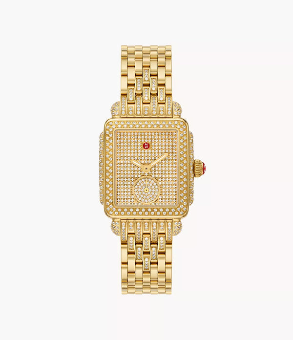 Limited Edition Deco Mid Diamond Pavé Jubilee 18K Gold-Plated Watch