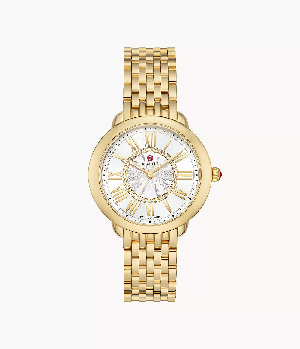 Serein Mid 18k Gold-Plated Diamond Dial Watch