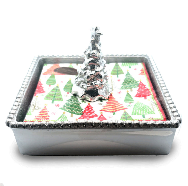 Xmas Tree Beaded Napkin Box