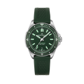 Green 40mm NORQAIN dive watch with rubber strap; dial reads NORQAIN CHRONOMETER 200M / 660FT SWISS MADE, date 8.