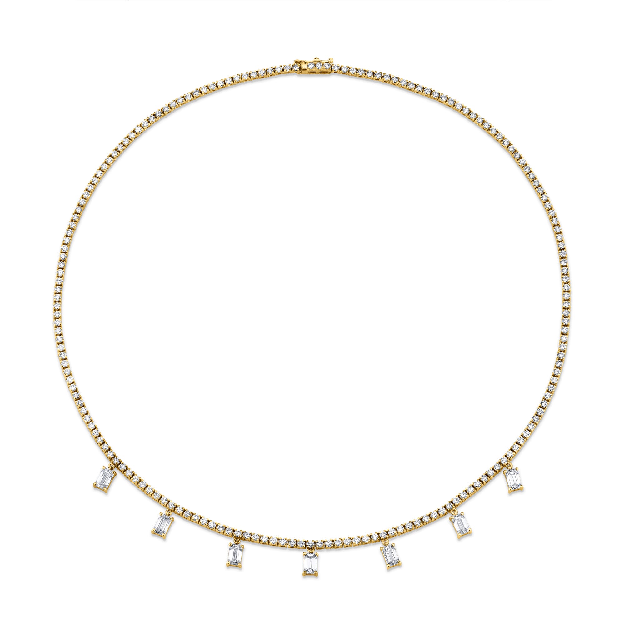 Emerald Cut Diamond Charm Necklace