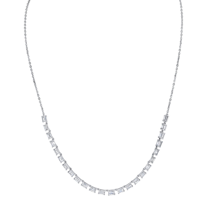 18K White Gold 4.68ctw Emerald Cut Diamond Necklace