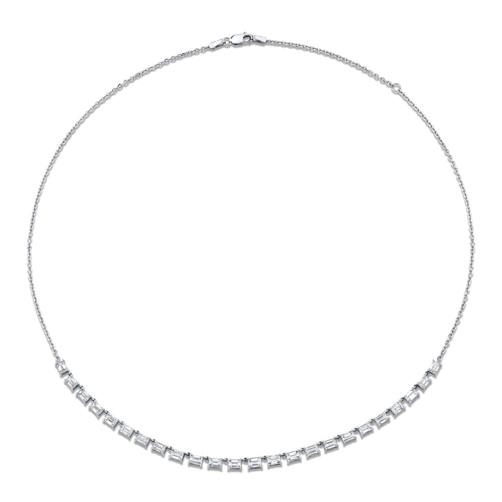 18K White Gold 4.68ctw Emerald Cut Diamond Necklace