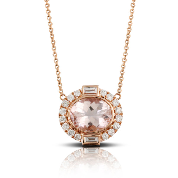 18K Rose Gold Diamond and Morganite Necklace