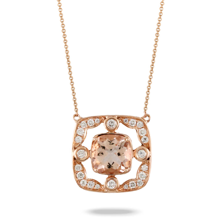 18K Rose Gold Diamond and Morganite Necklace
