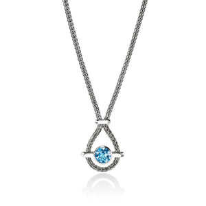 Sterling Silver Swiss Blue Topaz Icon Necklace - 2.5MM