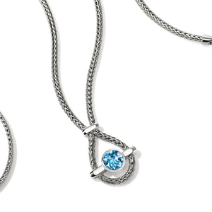 Sterling Silver Swiss Blue Topaz Icon Necklace - 2.5MM