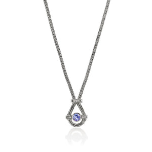 Sterling Silver Tanzanite and Diamonds Icon Necklace - 1.8MM