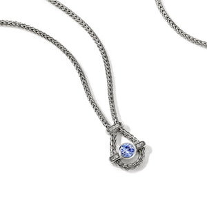 Sterling Silver Tanzanite and Diamonds Icon Necklace - 1.8MM