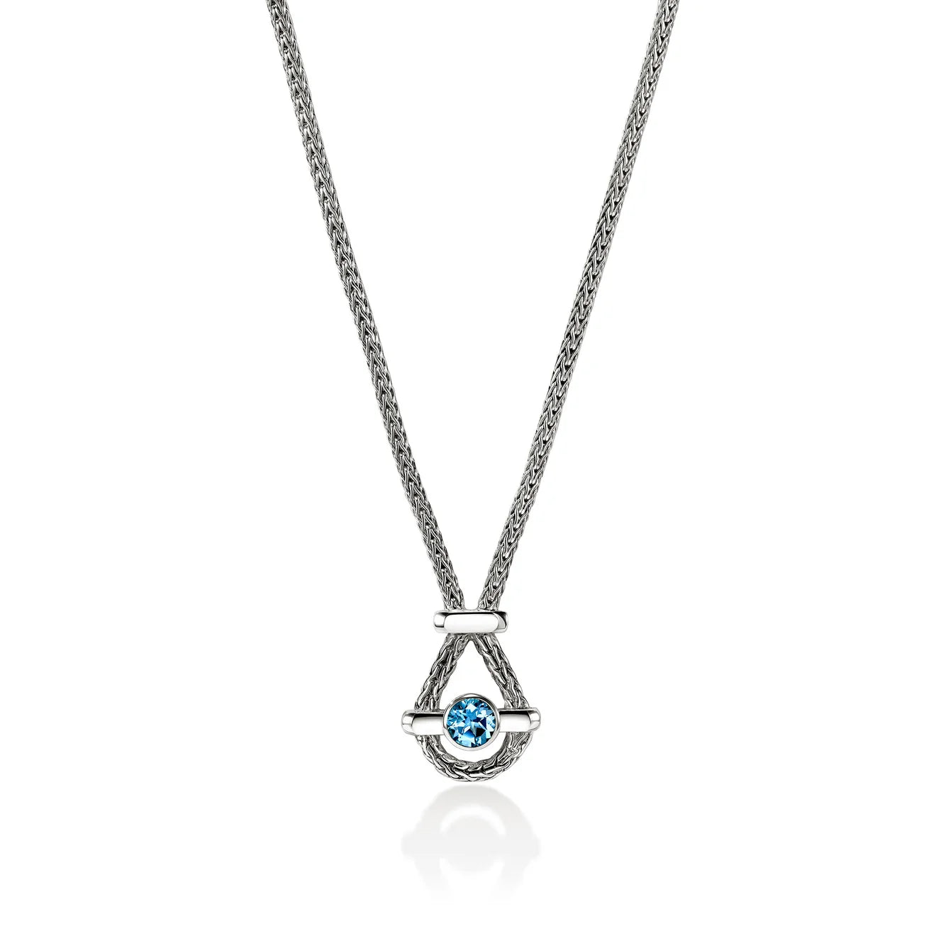 Sterling Silver Swiss Blue Topaz Icon Necklace - 1.8MM