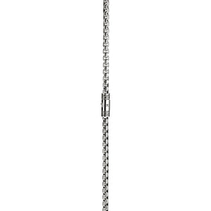 silver chain with intricate clasp on a white background