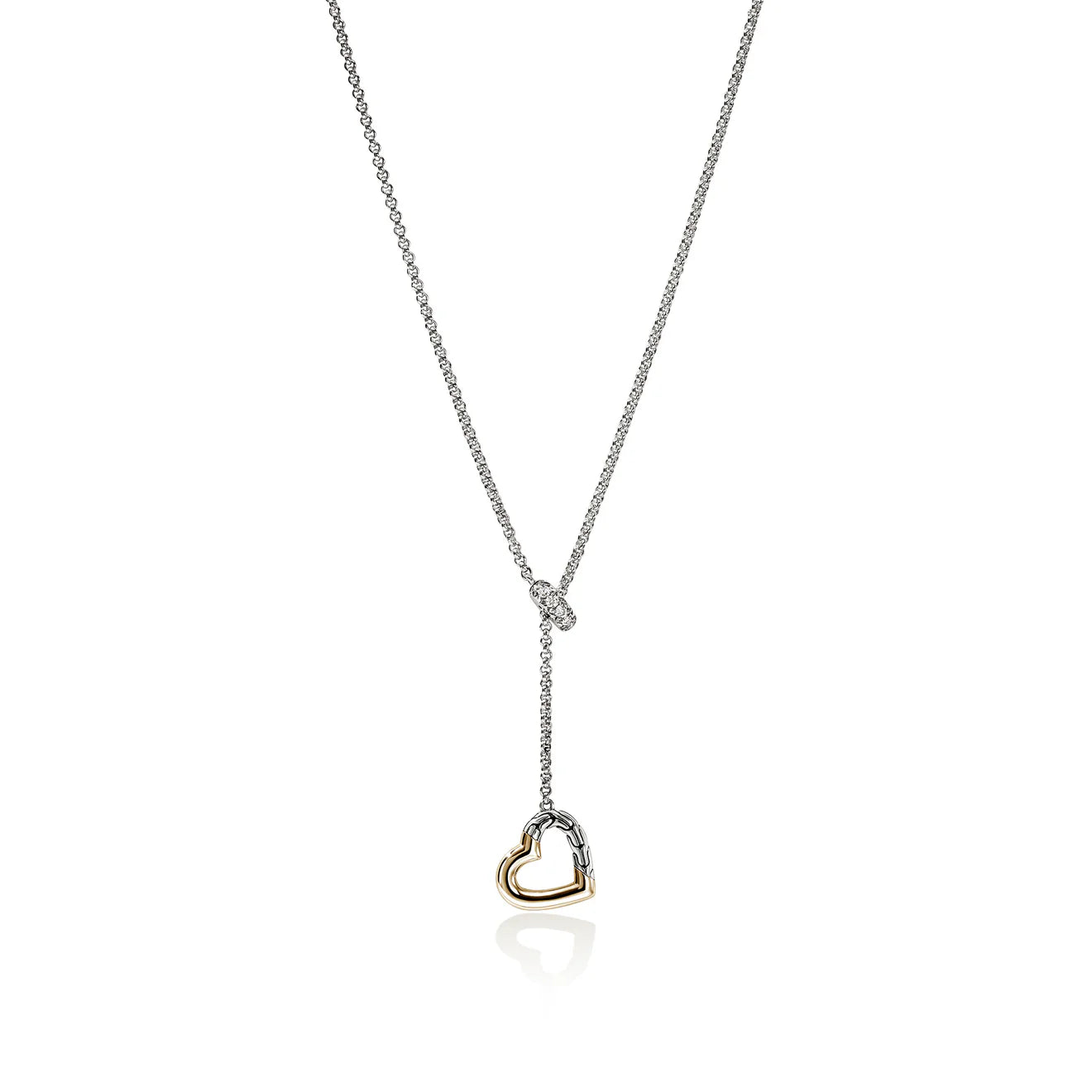 Necklace with a heart-shaped pendant on a white background