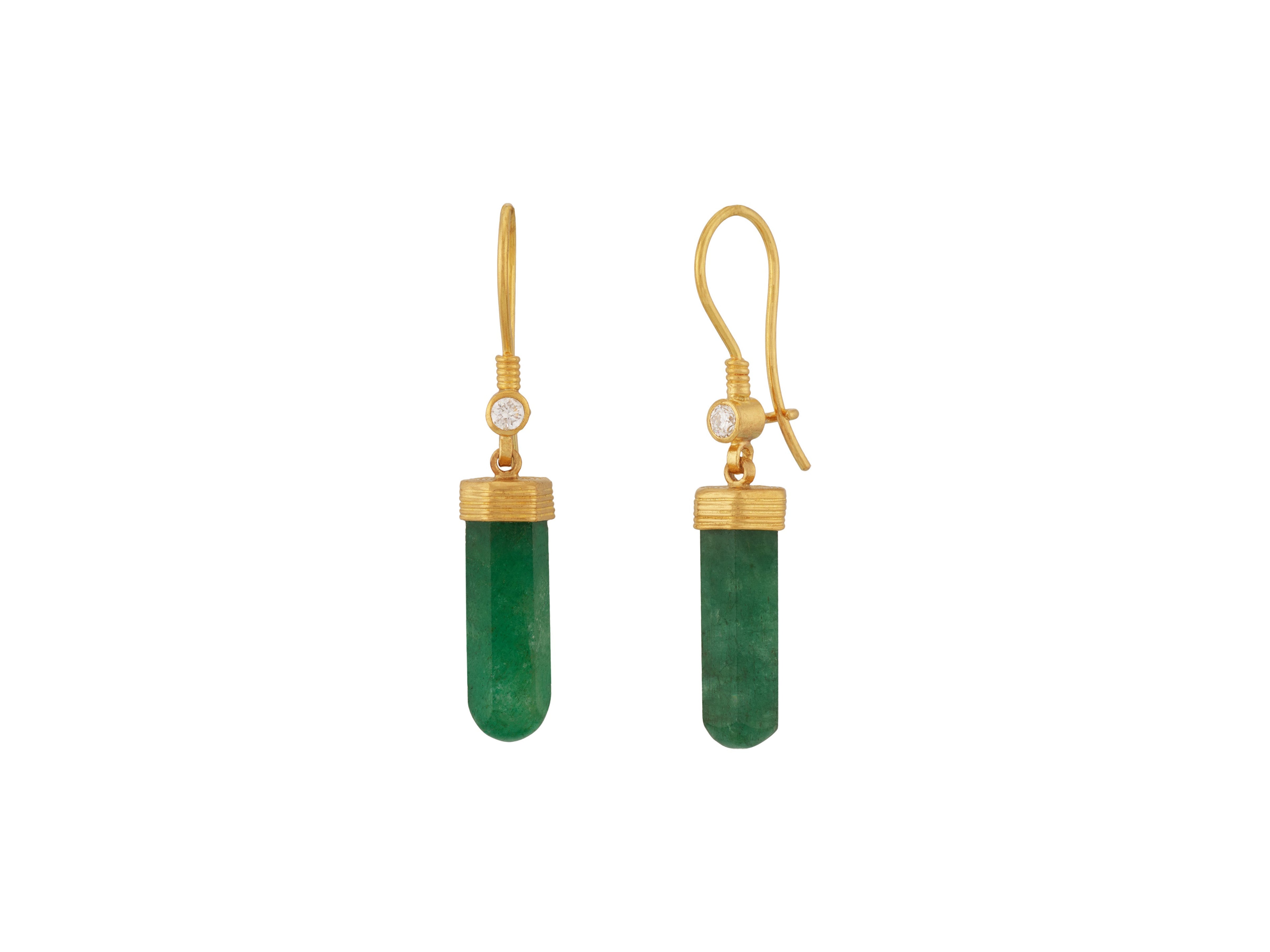 Beryl and Diamond Drop Earrings