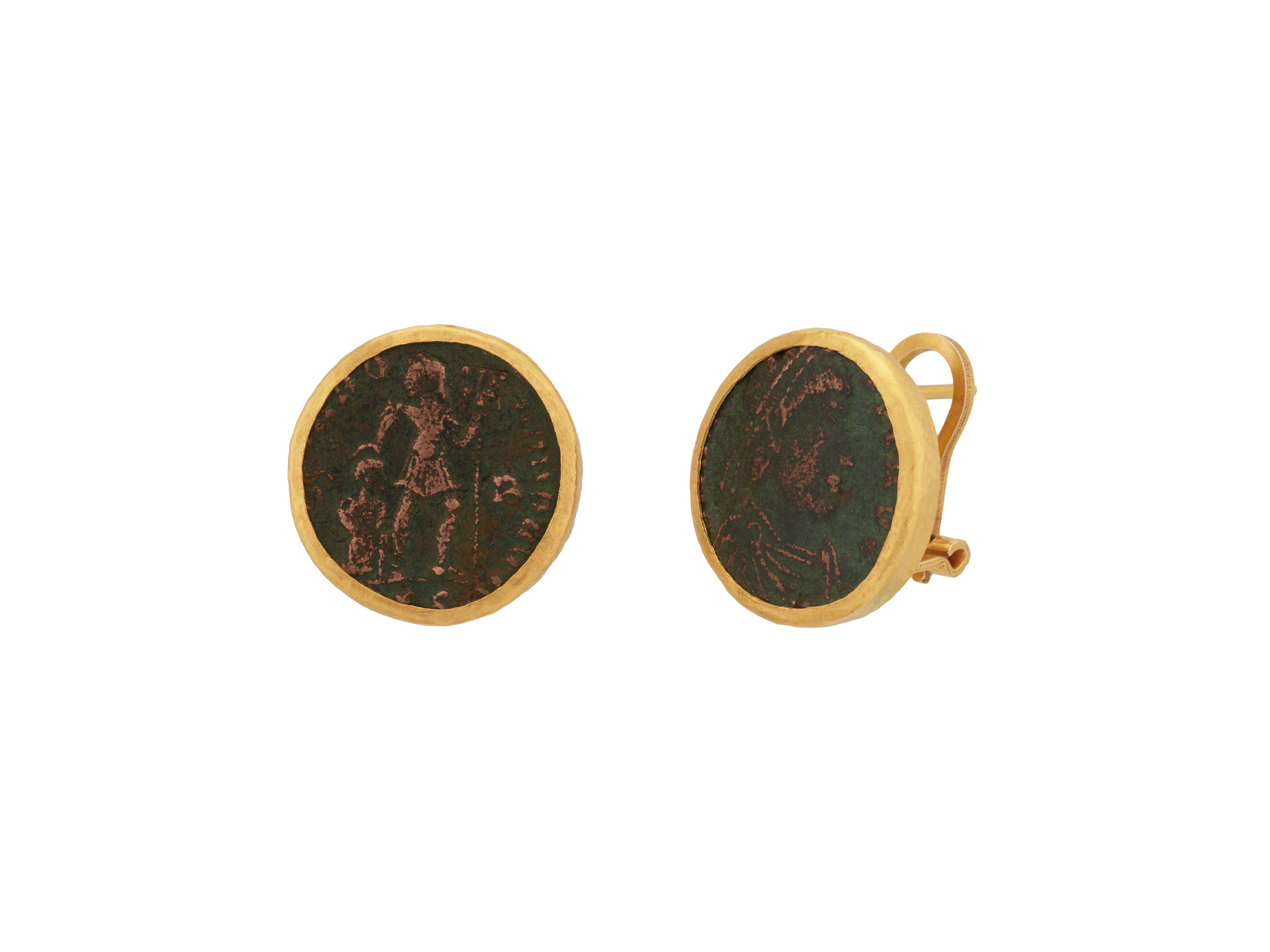 Gold Coin Stud Earrings