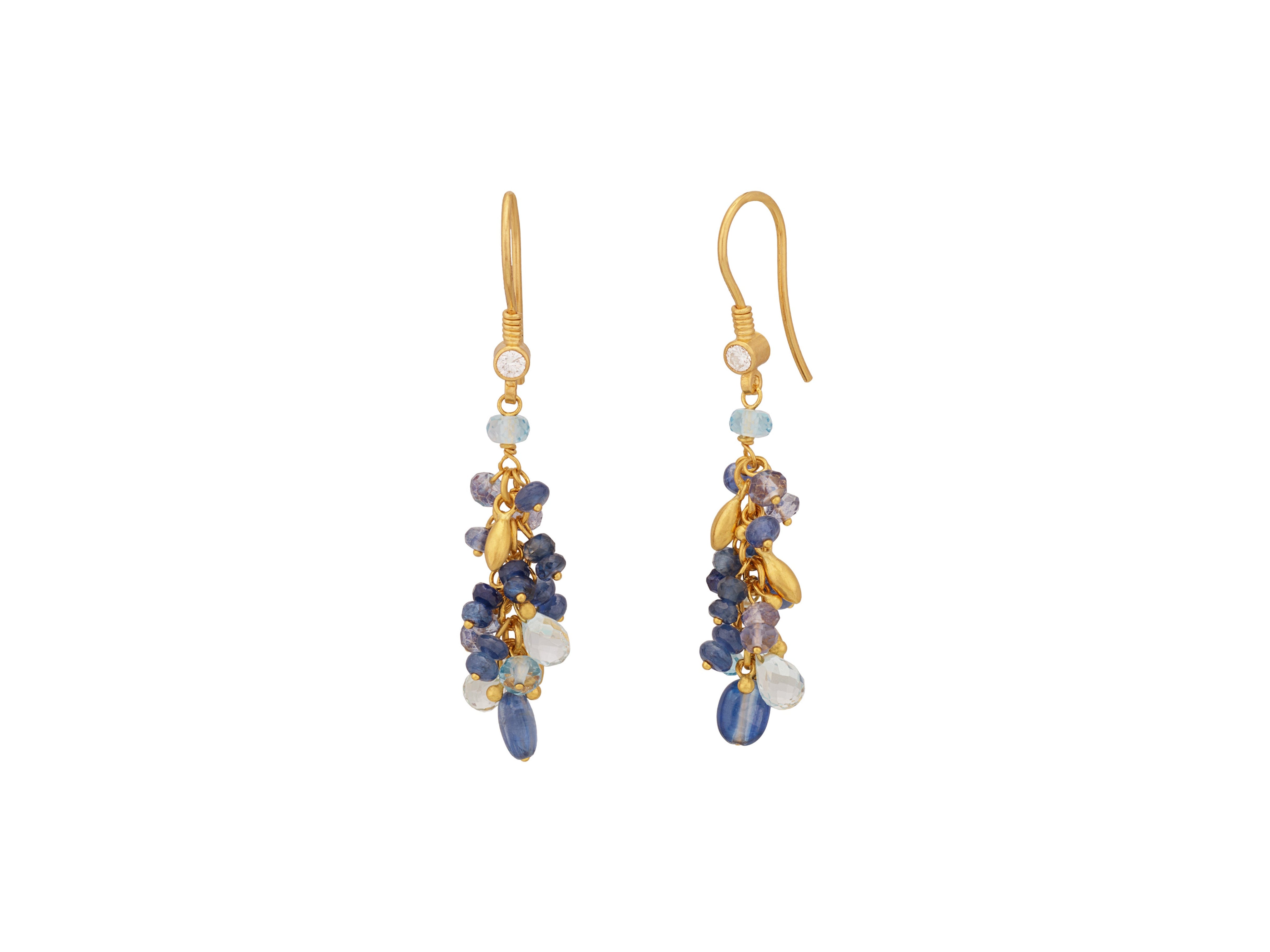 Multi Stone Tassel Drop Earrings
