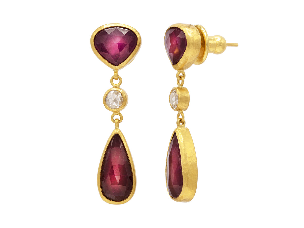 Ruby and Diamond Drop Earrings