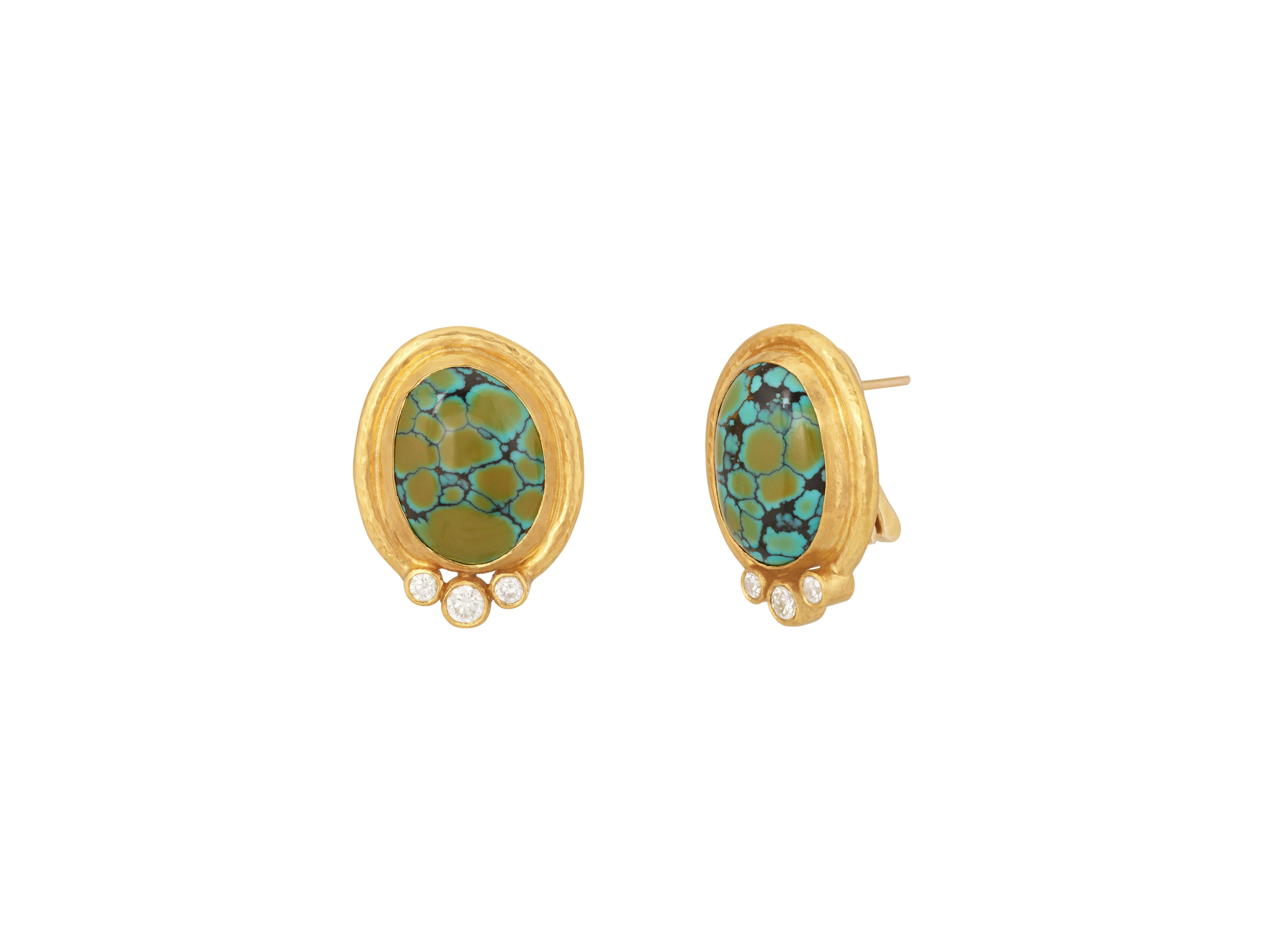 Turquoise and Diamond Stud Earrings