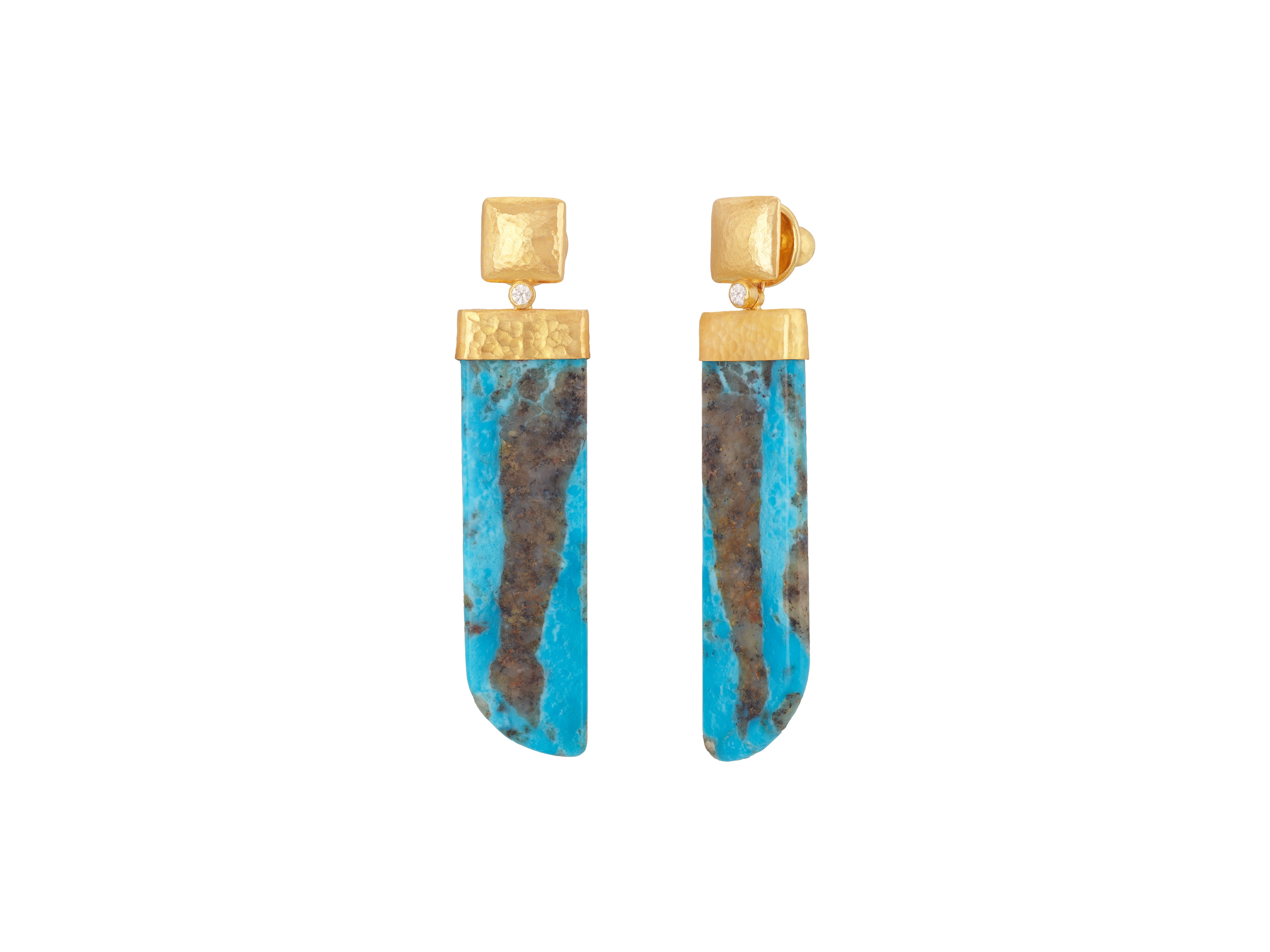 Turquoise and Diamond Drop Earrings