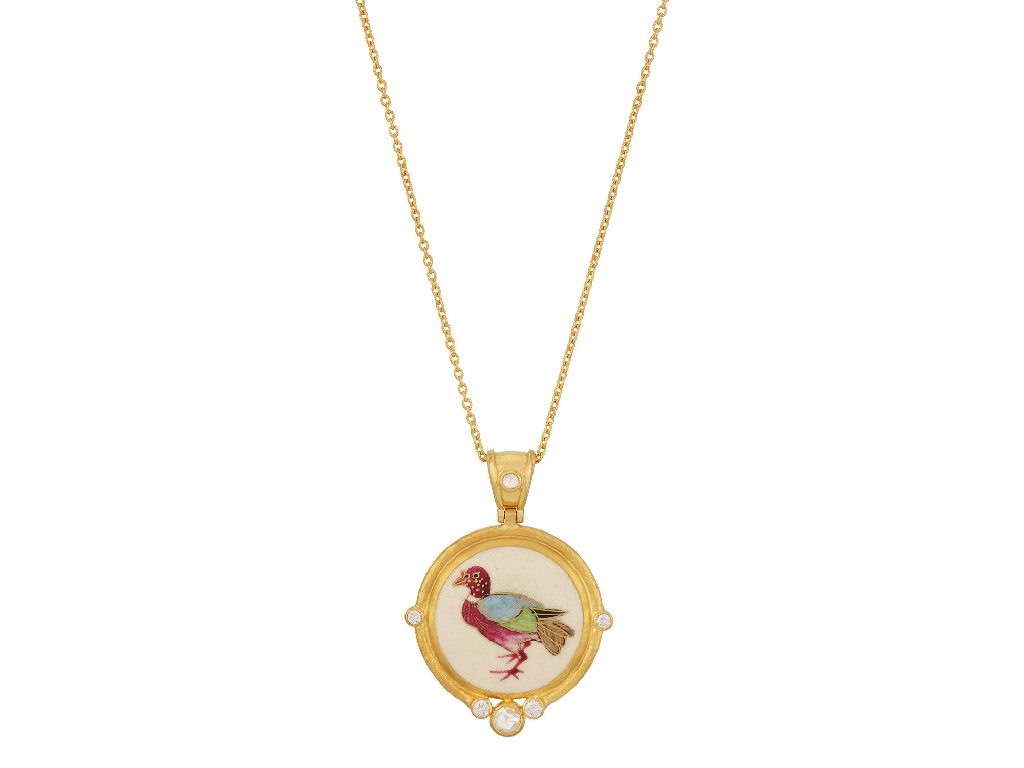 Pheasant Diamond Pendant Necklace
