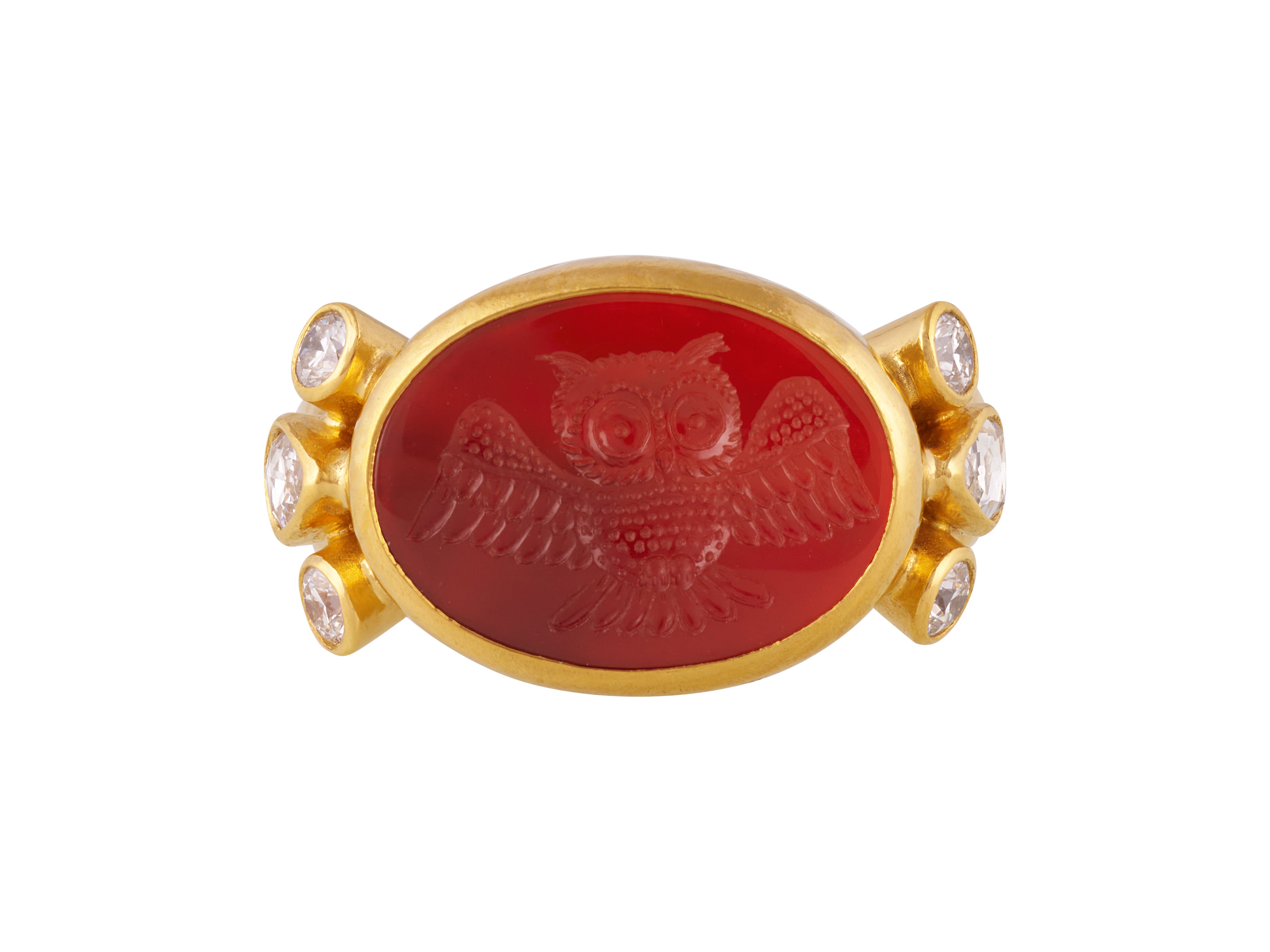 Carnelian and Diamond Ring