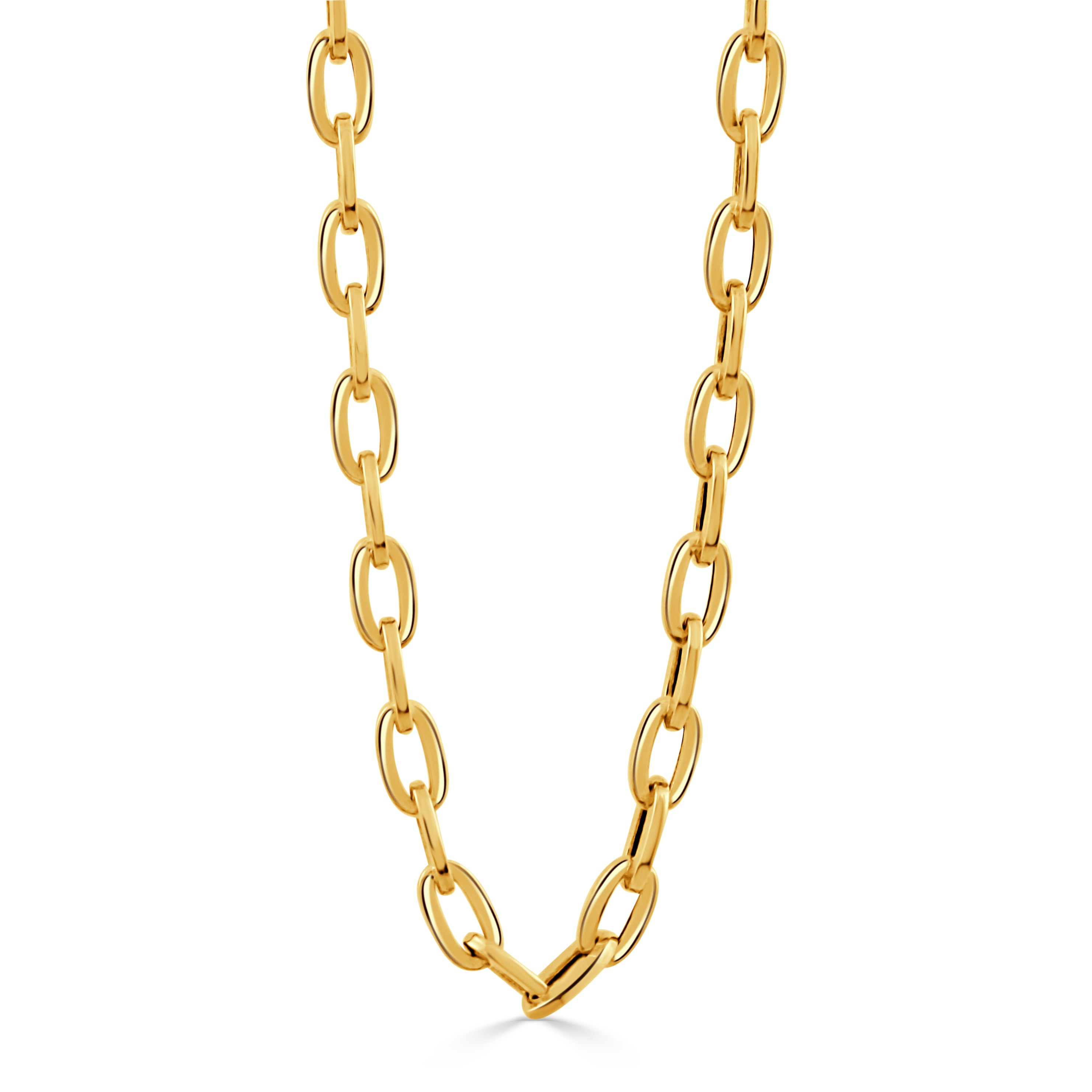 18K Flat Oval Link 18" Chain