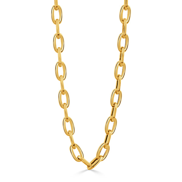 18K Flat Oval Link 18" Chain